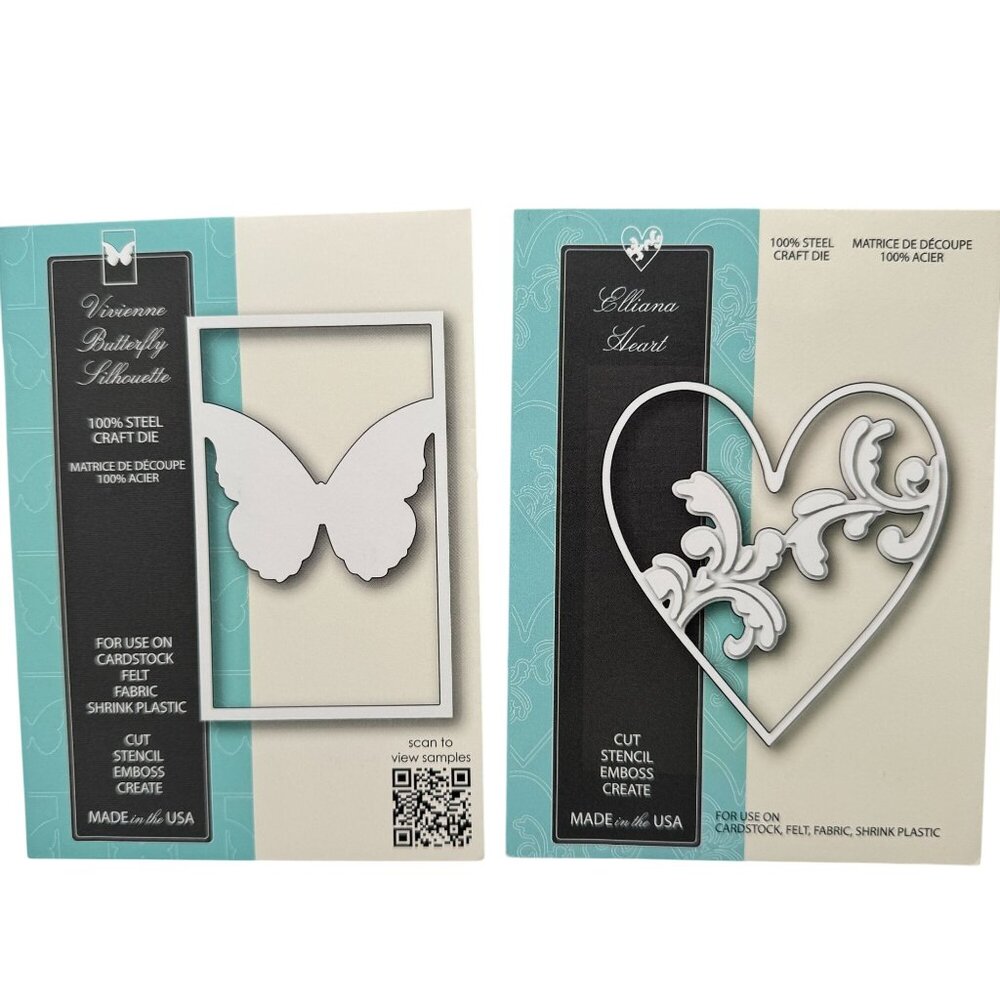 Vivienne Butterfly Silhouette & Elliana Heart Memory Box 100% Steel Craft Dies